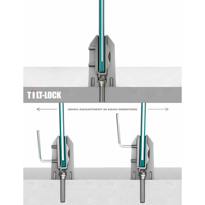 tilt lock concealed spigot leveling glass panel